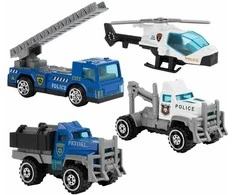 Malplay Žaislinė policijos automobilių stovėjimo aikštelė su 3 automobiliais ir sraigtasparniu