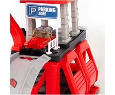 Malplay Žaislinė trasa - parkavimo komplektas + 6 metaliniai automobiliai ir sraigtasparnis