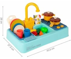 Malplay Žaislinė virtuvės kriauklė su priedais 43 cm
