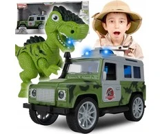 Malplay Žaislinis automobilis su dinozauru ir priekaba, su šviesos ir garso efektais
