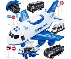 Malplay Žaislinis lėktuvas su 3 metaliniais policijos automobiliais