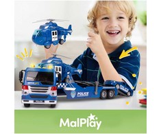 Malplay Žaislinis Policijos vilkiko rinkinys su sraigtasparniu, šviesa ir garsu, 1:16