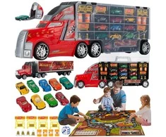 Malplay Žaislinis sunkvežimis su 10 automobilių ir stalo žaidimo kilimėliu