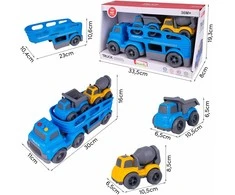 Malplay Žaislinis sunkvežimis- vilkikas su statybiniais automobiliais