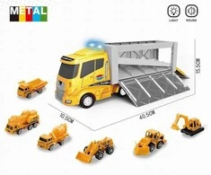 Malplay Žaislinis sunkvežimis vilkikas su metalinės konstrukcijos automobiliais