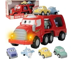 Malplay Žaislinis sunkvežimis vilkikas su automobiliais ir lėktuvu