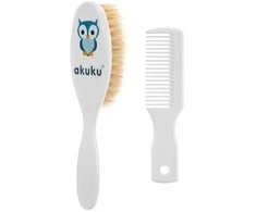 AKUKU natūralių šerių plaukų šepetys ir šukos, A0307