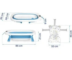 Ricokids Sulankstoma vonelė vaikams, kūdikiams su termometru ir įdėklu RK-287, balta ir mėlyna