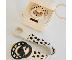 BIBS čiulptuko laikiklis Polka Dot - Ivory / Juodas