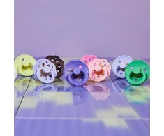 BIBS Colour Round čiulptukų rinkinys 1 dydis (0 - 6 mėn.) Hush / Grape