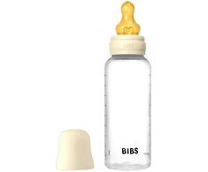 BIBS plastikinis buteliukas nuo dieglių 270 ml (Ivory) pilnas komplektas