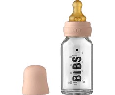 BIBS stiklinis buteliukas nuo dieglių 110 ml (Blush) pilnas komplektas