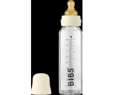 BIBS stiklinis buteliukas nuo dieglių 225 ml (Ivory) pilnas komplektas
