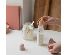 BIBS stiklinis buteliukas nuo dieglių 225 ml (Blush) pilnas komplektas