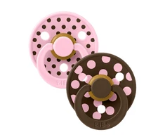 BIBS Studio Collection Polka Dots čiulptukų rinkinys 2 dydis (6 - 18 mėn.) Baby Rožinė / Mocha