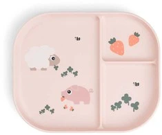 Done by Deer neslystanti lėkštė su skyreliais Foodie Tiny farm Powder
