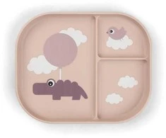 Done by Deer neslystanti lėkštė su skyreliais Happy Clouds Powder
