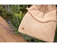 Jollein šiltas vokelis autokėdutei 0+ ir vežimėliui Check Knit Biscuit