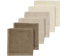 Meyco Baby frotinės šluostės-rankšluostukai kūdikiui Natural/Soft Sand/Taupe, 30×30 cm, 6 vnt.