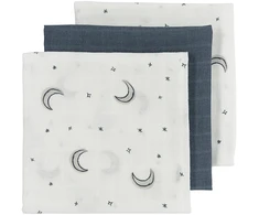 Meyco Baby marliniai muslino vystyklai Moon Indigo, 70×70 cm, 3 vnt.