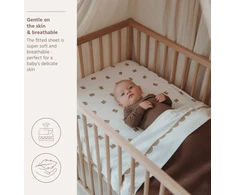 Meyco Baby medvilninė jersey paklodė su guma 60 × 120 cm, Bear Multicolor