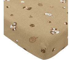 Meyco Baby medvilninė paklodė su guma 60 × 120 cm, Forest Animals Sand