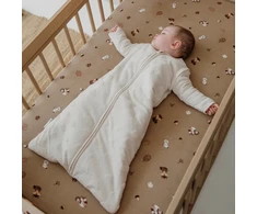Meyco Baby medvilninė paklodė su guma 60 × 120 cm, Forest Animals Sand