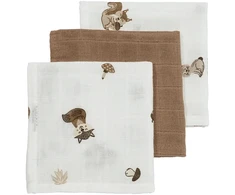 Meyco Baby muslino šluostės-merliukai Forest Animals Toffee, 30×30 cm, 3 vnt.