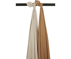 Meyco Baby muslino vystyklai / apklotai 120 × 120 cm (2 vnt.), Sand/Toffee