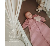 Meyco Baby Studio Classic pašiltintas miegmaišis su nusegamomis rankovėmis, 2.5 TOG, Violetinė Rožinė