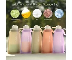 MOMCOZY DAUGKARTINIAI SILIKONINIAI PIENO IR MAISTO LAIKYMO MAIŠELIAI, 5 VNT., RAUSVI