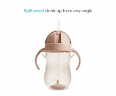 Munchkin gertuvė su šiaudeliu Any Angle™ Weighted Straw Dog Cup, 296 ml, rusvai gelsvas