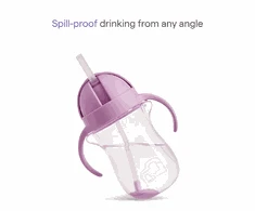 Munchkin gertuvė su šiaudeliu Any Angle™ Weighted Straw Cat Cup, 296 ml, pink