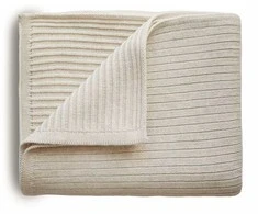 Mushie megztas pledas Ribbed rusvai gelsvas Melange