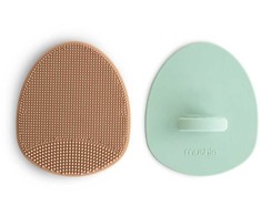 Mushie šepetėlis luobelei Cradle Cap Natural/Cambridge Mėlyna (2 vnt)