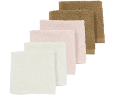 Pink Meyco Baby frotinės šluostės-rankšluostukai kūdikiui Offwhite/Soft Rožinė/Toffee, 30×30 cm, 6 vnt.