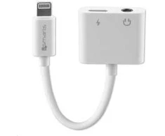 4smarts Adapteris Lightning į Lightning + 3.5mm AUX baltos spalvos 468673