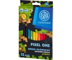 79. ASTRA Ilgos pieštukų kreidelės JUMBO 12 spalvų PIXEL ONE