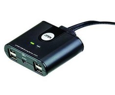 Šakotuvas ATEN USB 2.0 išorinių įrenginių perjungiklis 2 kompiuteriams: 4 USB