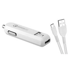 Įkroviklis Avacom AVACOM CarMAX 2 automobilinis įkroviklis 2x Qualcomm Quick Charge 2.0, balta spalva (mikro USB laidas)