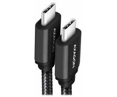 Kabelis AXAGON BUCM3-CM20AB USB-C < > USB-C 3.2 Gen 1/PD 60W/3A/ALU/Juodas pintas/2m