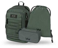 Baagl ergonominė mokyklinė kuprinė mergaitėms, trijų dalių rinkinys, 29 l, Grove dizainas