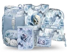 Baagl mokyklinės kuprinės Airy 5 dalių rinkinys, 16,5 l, lengvas, ergonomiškas, Polar, su prijuoste