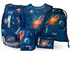 Baagl mokyklinės kuprinės Airy 5 dalių rinkinys, 16,5 l, lengvas, ergonomiškas, Polar, su prijuoste