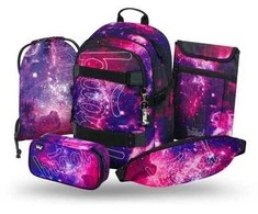 Baagl mokyklinės kuprinės rinkinys su riedlentės laikikliu, ergonomiškas, 25 l, Galaxy, A-36540