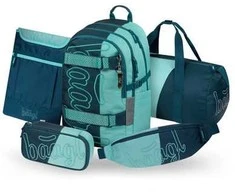 Baagl ergonominis 5 dalių mokyklinių kuprinių rinkinys su riedlentės laikikliu, 25 l, juodas, A-36468