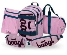 Baagl mokyklinės kuprinės rinkinys, 5 dalių, 25 l, rožinis, ergonomiškas, A-36471