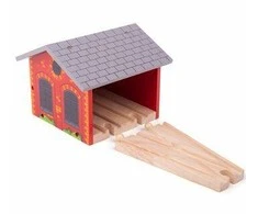 Big Jigs Bigjigs Rail Brick depas dviem traukiniams