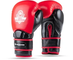 BUSHIDO Warrior RAUDONOS natūralios odos bokso pirštinės