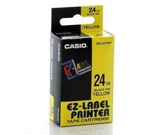 Casio Casio originali etikečių spausdintuvo juosta, Casio, XR-24YW1, juoda spausdinimas/Gelton pagrindas, nelaminuotas, 8m, 24mm - XR-24YW1